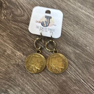 Gold Coin Drop Earrings